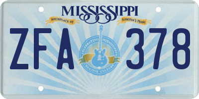 MS license plate ZFA378