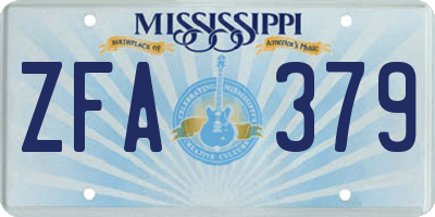 MS license plate ZFA379