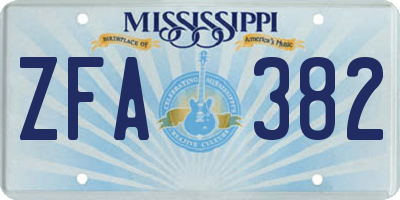MS license plate ZFA382