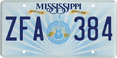 MS license plate ZFA384