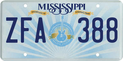 MS license plate ZFA388