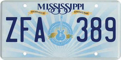 MS license plate ZFA389