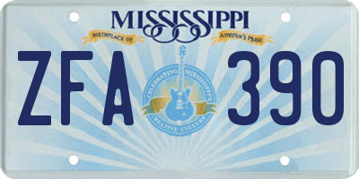 MS license plate ZFA390
