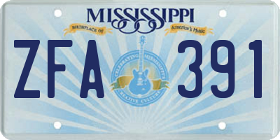MS license plate ZFA391