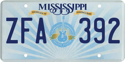 MS license plate ZFA392