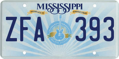 MS license plate ZFA393