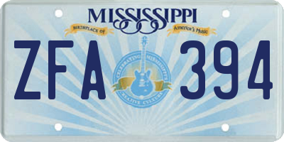 MS license plate ZFA394