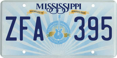 MS license plate ZFA395