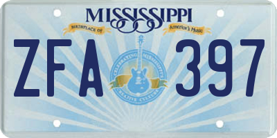 MS license plate ZFA397