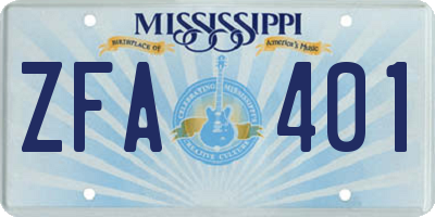 MS license plate ZFA401