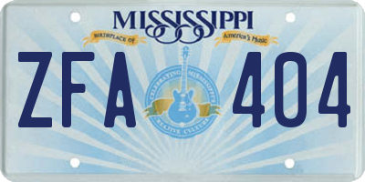 MS license plate ZFA404