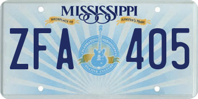 MS license plate ZFA405