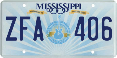 MS license plate ZFA406
