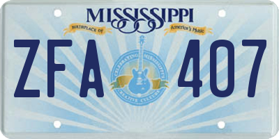 MS license plate ZFA407