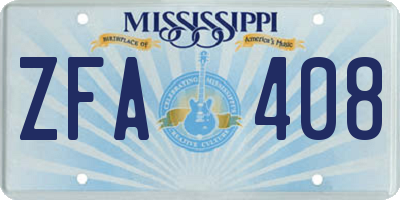 MS license plate ZFA408