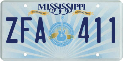 MS license plate ZFA411