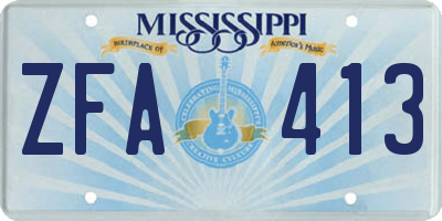 MS license plate ZFA413