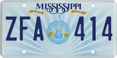 MS license plate ZFA414