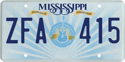 MS license plate ZFA415