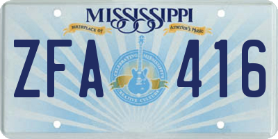 MS license plate ZFA416