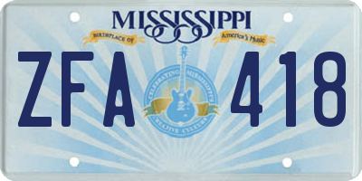 MS license plate ZFA418