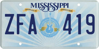 MS license plate ZFA419