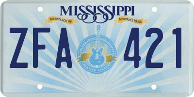 MS license plate ZFA421