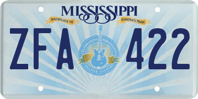 MS license plate ZFA422