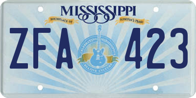 MS license plate ZFA423