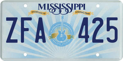 MS license plate ZFA425