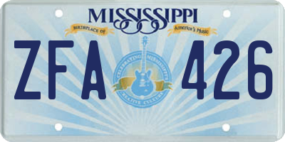 MS license plate ZFA426