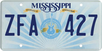 MS license plate ZFA427