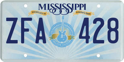 MS license plate ZFA428