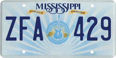 MS license plate ZFA429