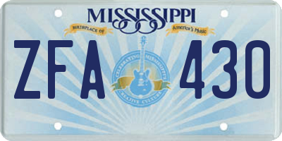 MS license plate ZFA430