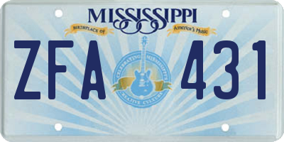 MS license plate ZFA431