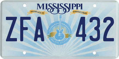 MS license plate ZFA432
