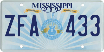 MS license plate ZFA433