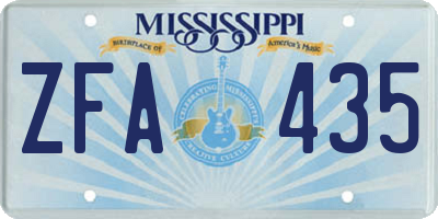 MS license plate ZFA435