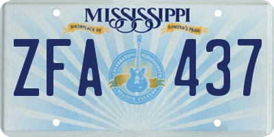 MS license plate ZFA437
