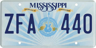 MS license plate ZFA440