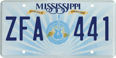 MS license plate ZFA441