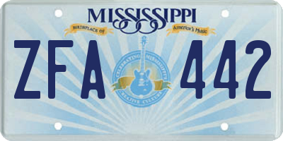 MS license plate ZFA442