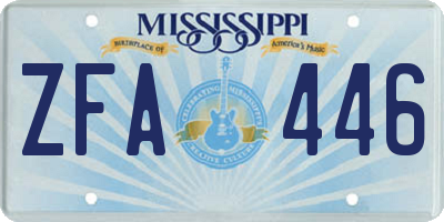 MS license plate ZFA446
