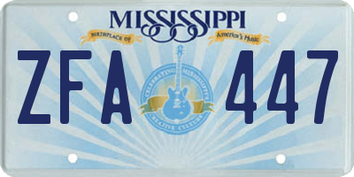 MS license plate ZFA447