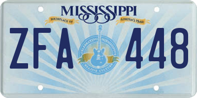 MS license plate ZFA448