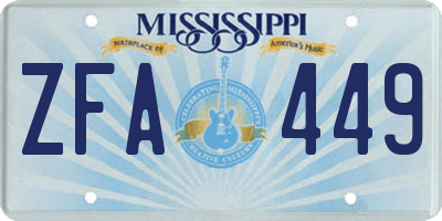 MS license plate ZFA449