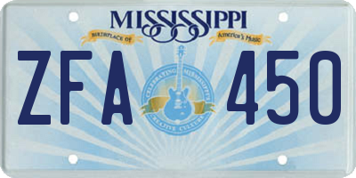 MS license plate ZFA450