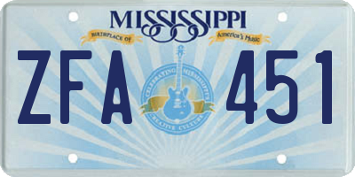 MS license plate ZFA451