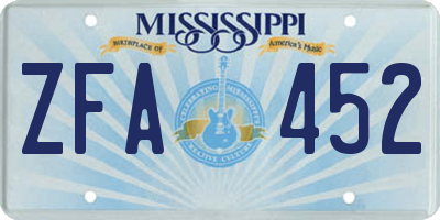 MS license plate ZFA452